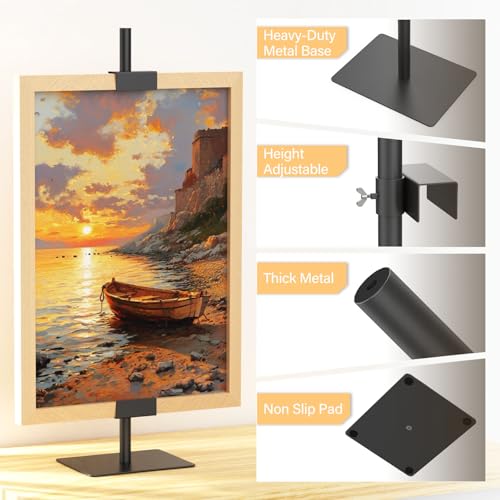 HzTinT Adjustable Tabletop Easel Stand for Picture Frames,Heavy Metal Base | Table Easels for Display,Picture Frame Holder Art Display Stand for Signs, Canvas