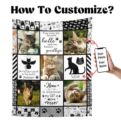 WFR Personalized Memorial Blanket for Loss of Cat,Pet Sympathy Gift for Cat