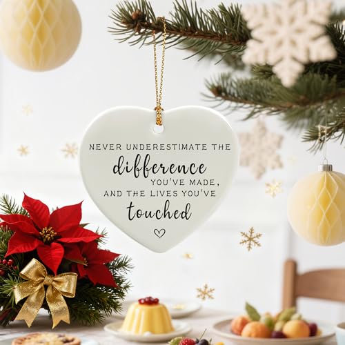 Never Underestimate the Difference You’ve Made, and the Lives You’ve Touched - Appreciation, Farewell, Going Away, Goodbye, Leaving & Retirement Gifts for Coworker, Employee | Heart Christmas Ornament - color: Never Underestimate You