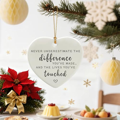 Never Underestimate the Difference You’ve Made, and the Lives You’ve Touched - Appreciation, Farewell, Going Away, Goodbye, Leaving & Retirement Gifts for Coworker, Employee | Heart Christmas Ornament - color: Never Underestimate You