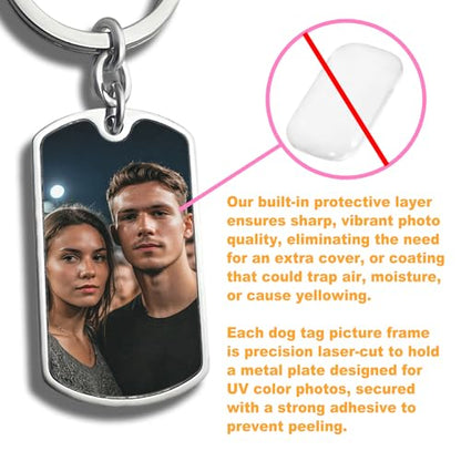 Custom Keychain with Picture Personalized Photo Keychain Gift for Father's Day Valentines Day Men Boyfriend - color: 3 Metal Color + Uv Color Option