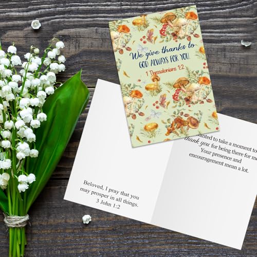 Affrolling 50 Pcs Christian Thank You Cards Bulk with Envelopes Stickers - style: Vintage Flower