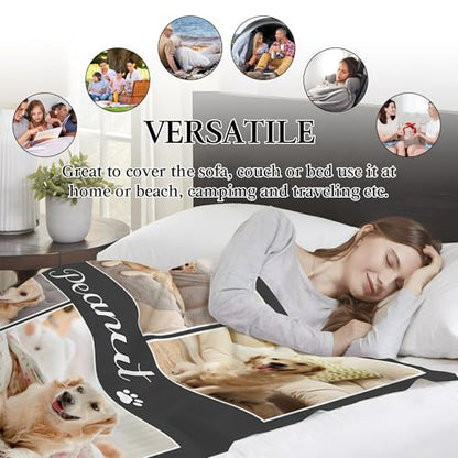 Ship Next Day, Personalized Pet Memorial Gifts, Custom Dog Blanket with Pictures Name, Customized Pet Memorial Photo Blanket, Loss of Pet Sympathy Gift, Dog Passing Away Bereavement Gifts - color: Dog Blanket 2