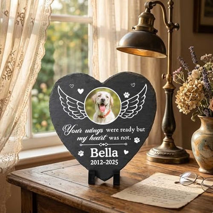 Custom Name Photo Pet Memorial Stone for Loss Dogs Cats, Garden Memorial Rock Headstone Dog Passing Away Sympathy Gift, Dog Cat Grave Markers Tombstone