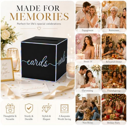 Black Iridescent Card Box for Birthday Parties, Graduation and Wedding - color: Black Iridescent