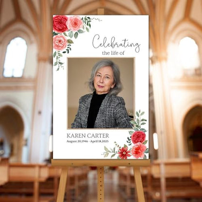 Custom Photo Funeral Welcome Sign – In Loving Memory Yard Sign – Personalized Memorial Outdoor Display - color: Version 1