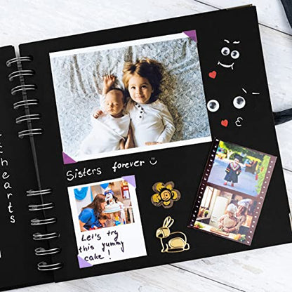 Scrapbook Album, 60 Pages, 8 x 8 Inch, Black Photo Album, Scrap Book | Hardcover with Thick 250 GSM Kraft Paper, Ideal for Your Scrapbooking Albums, Art & Craft Projects (Black, 8 x 8 Inch) - color: Black, size: 8 X 8 Inch