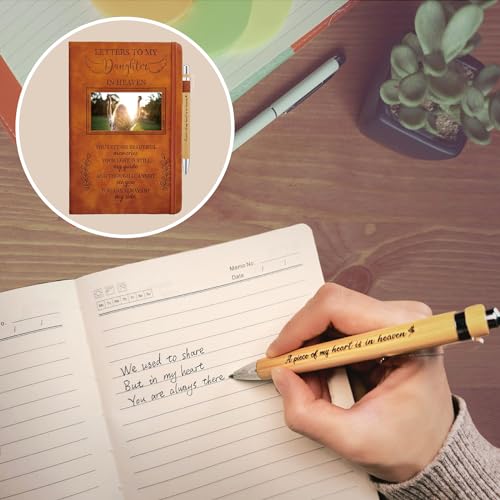 Daughter Grieving Gift, Sympathy Condolence Remembrance Memorial Gifts | Letters To My Daughter In Heaven Faux Leather Journal Window Cover 200 Pages A5 Lined for Family Friend Who Loss of Daughter - style: Daughter