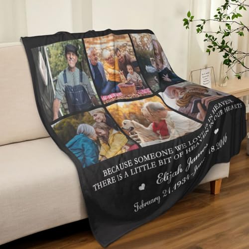 Personalized Memorial Blanket, Photo Blankets Using My Own Photos Sympathy Gifts for Loss of Mother Father Husband Grandma Son - color: Memorial Blanket 26