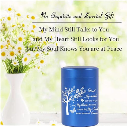 3 Inch Small Urn for Human Ashes Aluminum Mini Cremation Small Keepsake Urn for Sharing Ashes Mini Urn-Dad Blue - size: Blue-Dad
