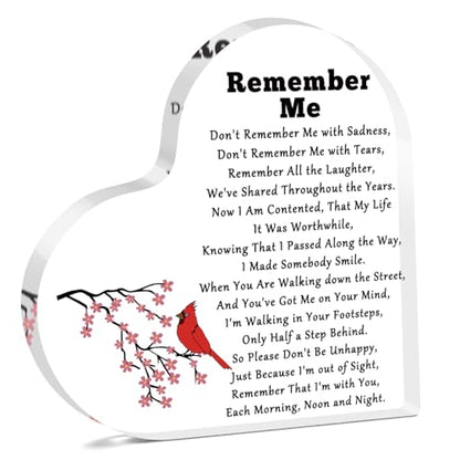 Sympathy Plaque Memorial Gifts for Loss of Father Mother Bereavement Gifts for Loss of Family Friends Husband Wife Condolence Grieving Keepsake for Mom Dad Grandma Grandpa Acrylic Heart Keepsake