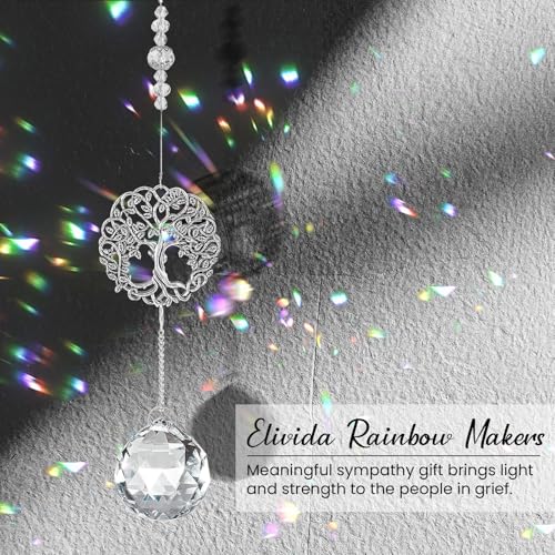 Sympathy Gift for Loss of Mom Dad, Memorial Crystal Suncatcher with Card | Grief Gifts for Women, Bereavement Condolences Window Ornament for Loss of Dog Cat, Miscarriage Gift for Mothers, Tree Life - style: Round Tree