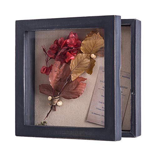 Freezing point Shadow Box Frame 8x8 Shadow Box Display Case Cabinet Pin Picture Frame with Linen Back Memorabilia Bouquet Photos Butterfly Taxidermy Wedding Memory Box for Keepsakes Black - color: Black, size: 8×8