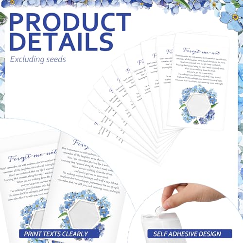50 Pcs Forget Me Not Seed Packets Envelopes with Clear Window Resealable Seed Organizer Storage Bag Celebration of Life Packets for Funerals Loss of Loved One