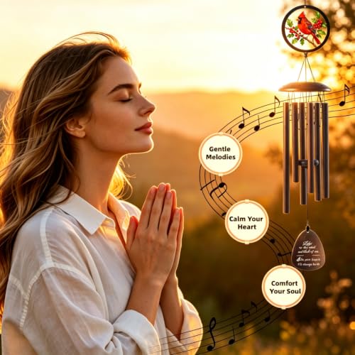 40''Memorial Wind Chimes for Loss of Loved One，Cardinal Wind Chimes - color: 40" Memorial Cardinal Wind Chimes