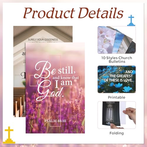 50 Pcs Church Bulletins Paper Bulk Package of 10 Styles 8.5 x 11 Church Worship Bulletins Gospel Tracts Welcome The Congregation Cards Bible School Study Supplies for Share Church Information
