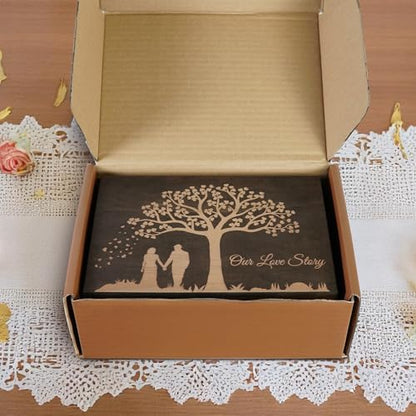 Anniversary & Wedding Gift for Couples, Engraved Our Love Story Memory Box | Gift boxed and engraved with Our Love Story design. Holds photos, letters & mementos; medium dark walnut, 8.5 x 6 x 3 in. - size: Medium, style: Wedding