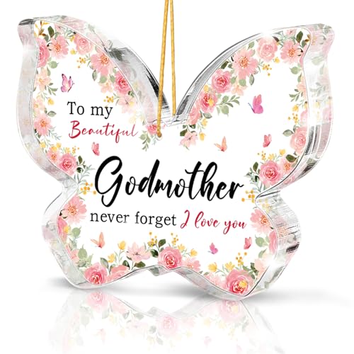 Gifts for Best Grandma from Grandkids,Pink Butterfly Acrylic Decorations, Meaningful Keepsake Birthday for Granfmonther,Home Decor 3.1X2.1 Inches - color: Coral Pink