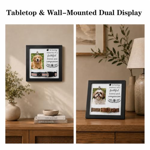 Dog Memorial Picture Frame with Collar Holder, Pet Memorial Gifts for Loss of Dog and Cat, Pet Loss Sympathy Remembrance and Bereavement Gift, Pet Memorial Frame Keepsake for Dogs Passing away