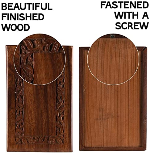 Handcrafted Rosewood Wooden Urn for Human Ashes Adult – 200 Cubic Inch Capacity – Engraved Border Funeral Urn for Ashes – Memorial Keepsake Box