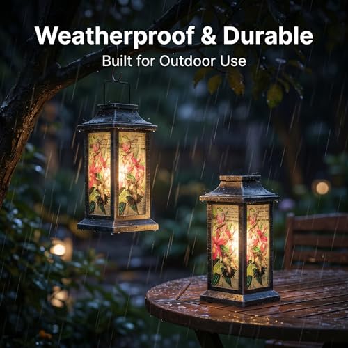 Topadorn Hummingbird Solar Lantern Outdoor Hanging Light - style: Hummingbird