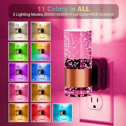 JandCase Night Lights Plug into Wall, 1 Pack Color Changing Night Light - color: Gold-RGB-Remote Control, size: 1 Pack