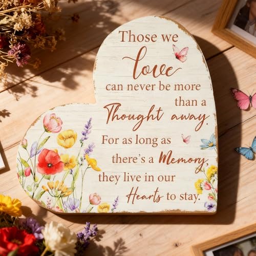 Yookeer Sympathy Gift Memorial Heart Present for Loss of Loved One Bereavement Gift Bereavement Sign Grieving Decorative Plaque for Loss of Deceased Father Mother Son Brother Condolence (Wildflower) - style: Wildflower