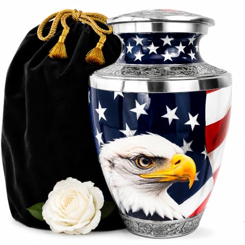American Eagle Urn for Ashes Adult Male – Large Patriotic Cremation Urns for Human Ashes Adult Man & Women – Memorial Funeral Urn for Home Display, or Burial - color: American Eagle, size: Adult Large