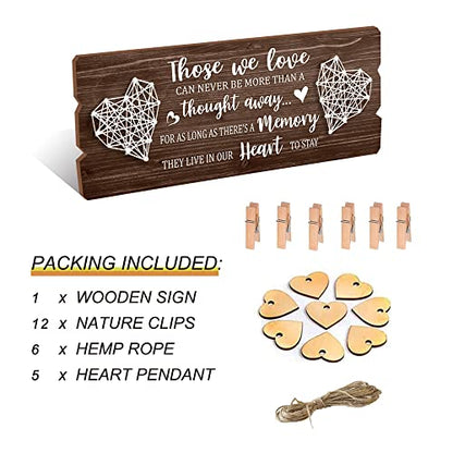 Yudarte Wooden Memorial Picture Hanging Board with Clips and Twine - Bereavement Sympathy Grieving Gifts for Loss of Loved One - color: those we love