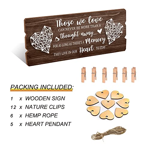 Yudarte Wooden Memorial Picture Hanging Board with Clips and Twine - Bereavement Sympathy Grieving Gifts for Loss of Loved One - color: those we love