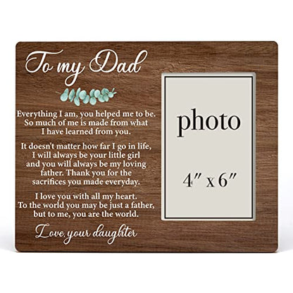 Zauly to My Dad Wooden Picture Frame Gift from Daughter, Father Love Quote Wood Photo Frame Gifts for Father's Day Birthday Christmas, Tabletop and Wall Mounting, 4x6 Inch Photo - color: To