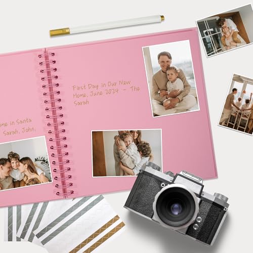 Vienrose Scrapbook Album,80 Pages,10x10 Inch,Candy Pink | Blank Thick Kraft Paper,DIY Scrapbooking Supplies – Wedding,Travel,Family,Baby,Holiday Gifts - color: Pink, size: 10×10 Inch 80 Pages