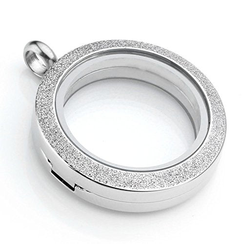 Jovivi 25mm/30mm Living Floating Memory Glass Locket Necklace - Stainless Steel Secure Buckle Closure - color: 30mm(Matte Locket)