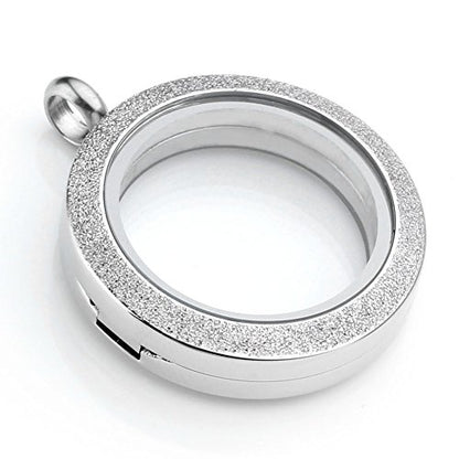Jovivi 25mm/30mm Living Floating Memory Glass Locket Necklace - Stainless Steel Secure Buckle Closure - color: 30mm(Matte Locket)