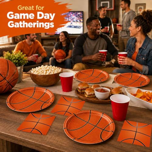 40 Pcs Basketball Plates and Napkins Set, Large 9 Inch Party Plates - color: Basketball