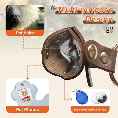 Pet Memorial Keychain Dog Paw Keepsake Photo Holder - color: Blue
