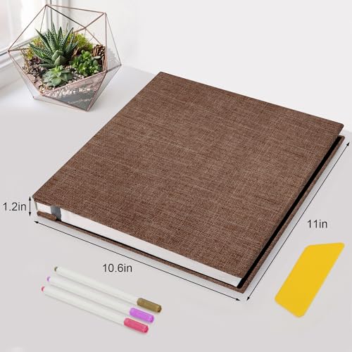 Zesthouse Photo Album Self Adhesive Pages, 60 Pages Magnetic Scrapbook Albums with Sticky Page, Photos Album Holds 8x10 & 5X7 & 4x6 & 6x8 & 3x5, Large Picture Book Ideal Gift for Family Wedding Baby - color: Coffee, size: 11"x10.6"/White 60 Pages