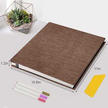 Zesthouse Photo Album Self Adhesive Pages, 60 Pages Magnetic Scrapbook Albums with Sticky Page, Photos Album Holds 8x10 & 5X7 & 4x6 & 6x8 & 3x5, Large Picture Book Ideal Gift for Family Wedding Baby - color: Coffee, size: 11"x10.6"/White 60 Pages