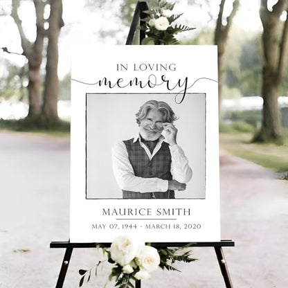 Memorial Sign, Customizable In Loving Memory / Celebration of Life, White Rectangular Plastic Sign, 12'W x 18'L, 18'W x 27'L, 24'W x 36' - color: Background #10