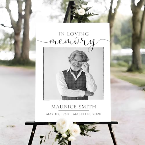 Memorial Sign, Customizable In Loving Memory / Celebration of Life, White Rectangular Plastic Sign, 12'W x 18'L, 18'W x 27'L, 24'W x 36' - color: Background #10
