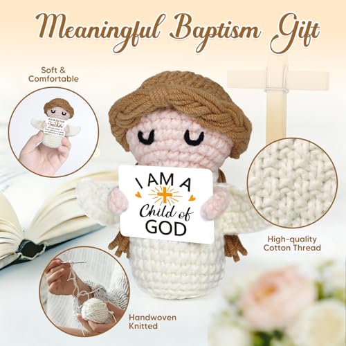 Baptism Gifts for Girl,Boy,Baby - I Am a Child of God Crochet Angel Doll- Religious Christian Gifts for Women,Men,Kids, Confirmation Gift for Teen Girls, First Communion Gift - style: Baptism Gifts