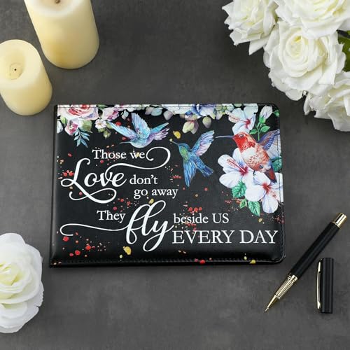 Yingzhao Memorial Funeral Guest Book with Pen 144 Pages Cardinal Funeral Guest Sign in Book for Memorial Service Celebration of Life Party Supplies in Loving Memory(Hummingbird) - style: Hummingbird