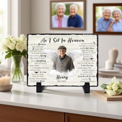 Personalized Memorial Picture Frame, Gifts for Loss of Loved One | Custom Photo & Name Sympathy Stone Frame, Customized Bereavement Condolence Gifts for Loss of Dad Mom Husband Wife Son - color: Style 4