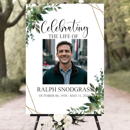 Custom Gold Celebration of Life Welcome Sign with Photo for Funeral - color: Sign 16