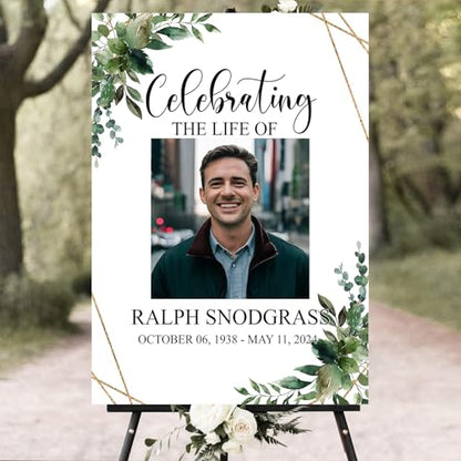 Custom Gold Celebration of Life Welcome Sign with Photo for Funeral - color: Sign 16