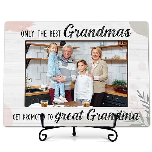 Great Grandma Photo Frame, Best Grandmas Wooden Tabletop Photo Frame With Stand, New Grandparent Gifts, Grandkids Frame Gifts For Great Grandma, Grandparents Baby Announcement Gifts -A28 - color: Rustic