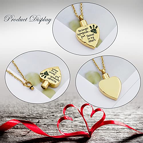 Fashion Pet Cremation Jewelry Stainess Steel Heart Keepsake Ashes Necklace Dog Cat Paw Memorial Urn Pendant - color: Gold-Green