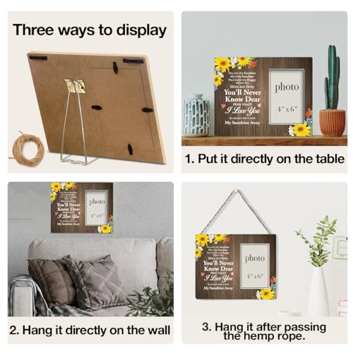 Dumyum You Are My Sunshine Wood Photo Frame Gifts for Mom Grandma Nana Wife | Sunshine Gifts for Women Friends, 8 x 10 Picture Frame for 4 x 6 Inches Photo - color: You