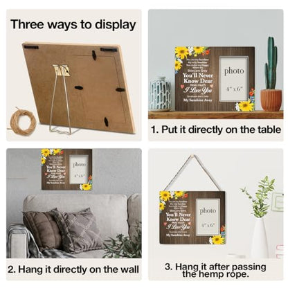 Dumyum You Are My Sunshine Wood Photo Frame Gifts for Mom Grandma Nana Wife | Sunshine Gifts for Women Friends, 8 x 10 Picture Frame for 4 x 6 Inches Photo - color: You