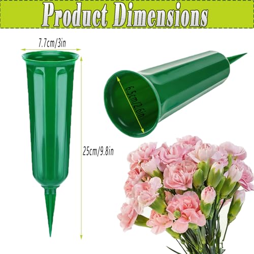 10-Pack Cemetery Vases with Spikes for Graves - color: Green